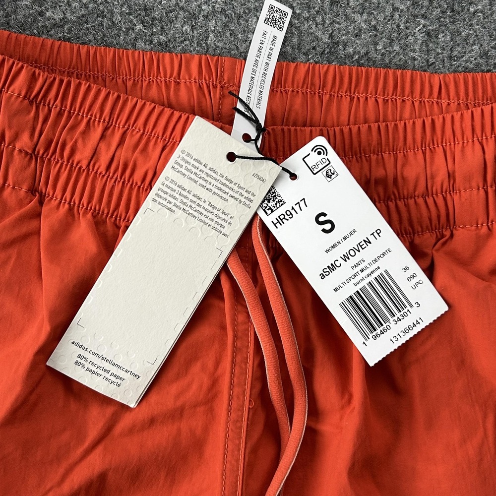 Adidas Stella McCartney Pants Womens Small Orange ASMC‎ Woven TP Track Joggers - Picture 3 of 13